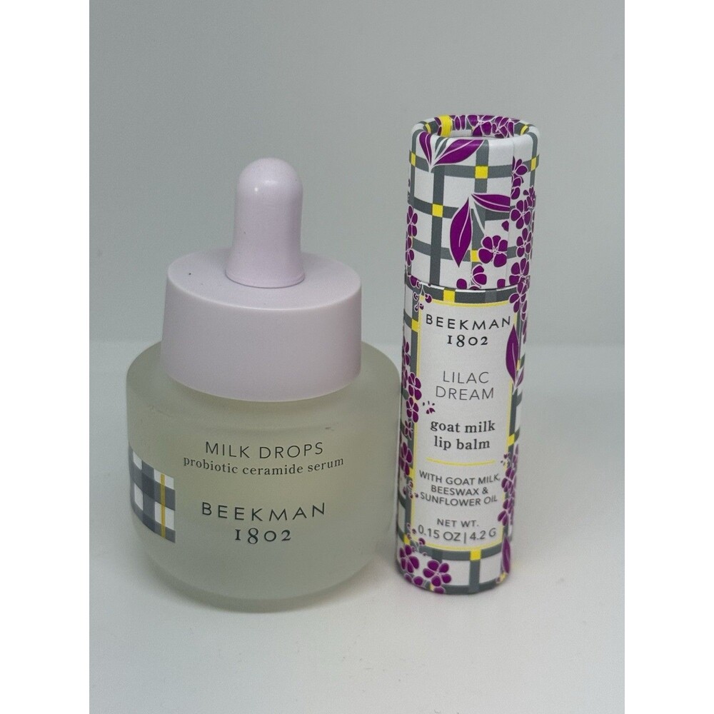Beekman 1802 Milk‎ Drops Probiotic Ceramide Cream .5oz & Lila Dream Lip Balm Set